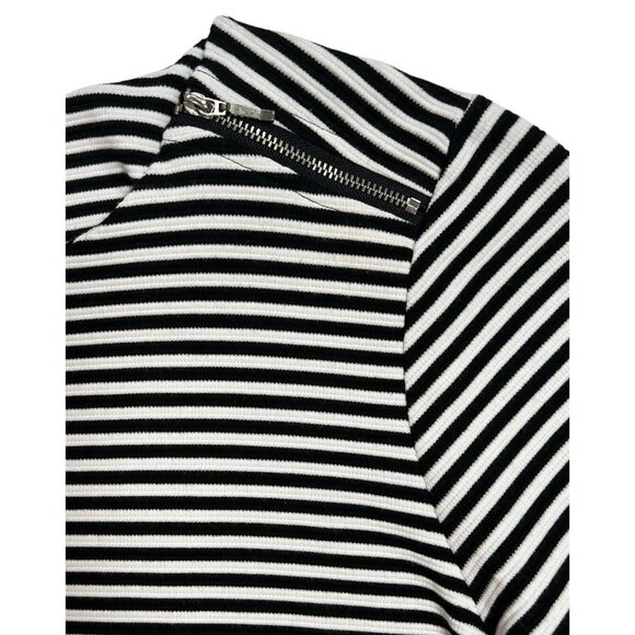 Chico's 3 Top 3/4 sleeve black white striped Shirt Size Large Stretch - Picture 3 of 8